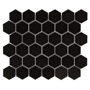 Mosaik Hexagon Svart Matt