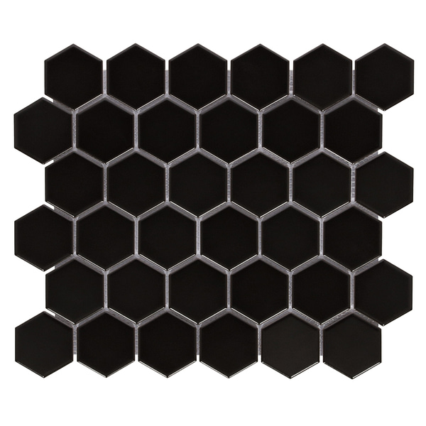 Mosaik Hexagon Svart Matt
